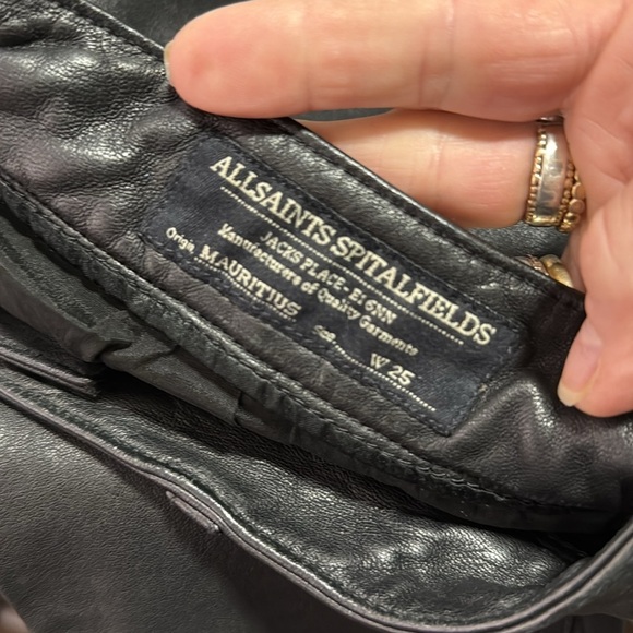 AllSaints Black Leather Cropped Pants Size 25 - Picture 8 of 11
